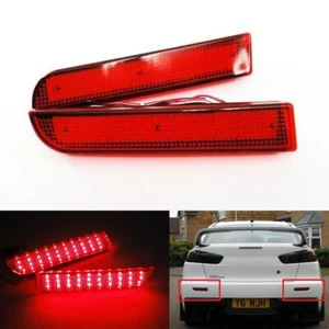 2x RED LENS LED REAR BUMPER REFLECTOR BRAKE LIGHTS FOR MITSUBISHI LANCER - Picture 1 of 12