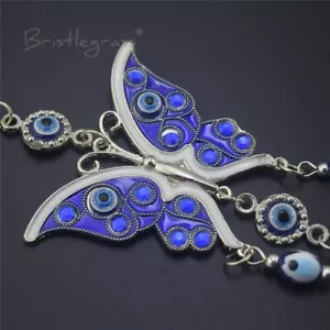 Blue Evil Eye Rhinestone Butterfly Wall Hanging Pendants Blessing Protection - Picture 1 of 4