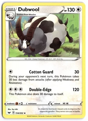 Pokémon Dubwool Uncommon SWSH01: Sword & Shield Base Set 154/202 NM - Image 1 of 2