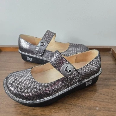 Alegria Paloma Pewter Mary Jane Shoe Sz 36 US6/6.5 Metallic Black Silver Comfort - Image 1 of 4