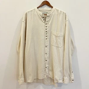 Civilian Grandfather Hemd Herren 3X Beige Baumwolle Flachs Irish Heritage Knopfleiste - Bild 1 von 12