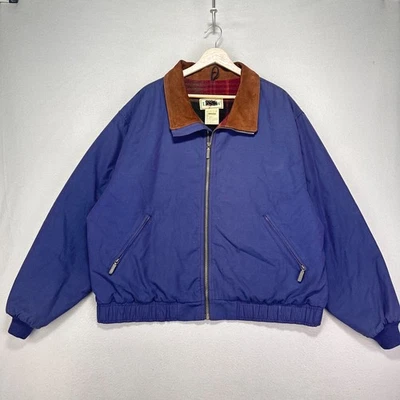 Jaqueta masculina vintage LL Bean XL cobertor forrado colarinho de couro celeiro casaco de trabalho - Imagem 1 de 4