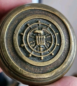 Antique Door Knob Ship Helm Bird Moon Victorian Brass Bronze Rare - Picture 1 of 20