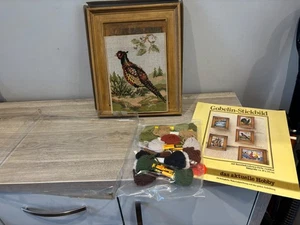 Vintage Gobelin Stickbild Pheasant Tapestry Embroidery Cross Stitch Needle Craft - Picture 1 of 5