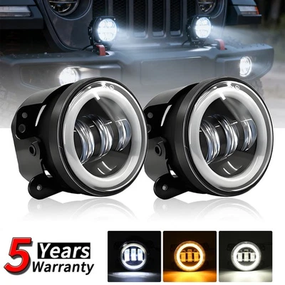 For Land Rover Defender 110 1993 4" Inch Round LED Fog Lights Driving Lamps - Image 1 of 4
