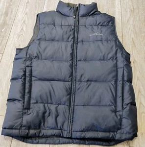 Eddie Bauer Vest Men’s M Premium Goose Down Black Full Zip Puffer Quilted Logo - Picture 1 of 11