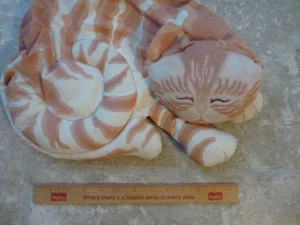 Vintage Rare Dustyn Schear Stuffed Yellow Cat Kitty Sleeping 16" X 12" Pillow 3D - Picture 1 of 7