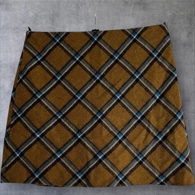 Hobbs Mostaza y Azul Cuadros Diagonales Abraham Luna Tejido Lana Elea Falda Talla 14 Foto 1 de 4