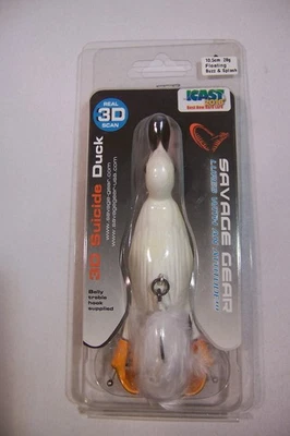 SAVAGE GEAR: SUICIDE DUCK FISHING LURE WHITE 10.5cm 28g FLOATING BUZZ SPLASH NEW - Image 1 of 2
