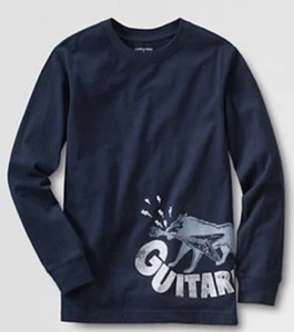 LANDS' END Little Boy SHIRT Size: 7 (LARGE) New SHIP FREE Long Sleeve Guitar - Picture 1 of 12