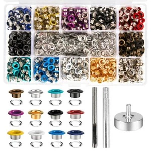 Metal Eyelets, 600Pcs 12 Colors 3/16 inch Metal Grommets Kit, Multi-Color - Picture 1 of 8