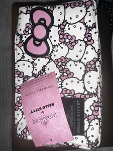 Hello Kitty Cosmetic Pouch Bag Waterproof Faux Leather Impressions Vanity Sanrio - Picture 1 of 2