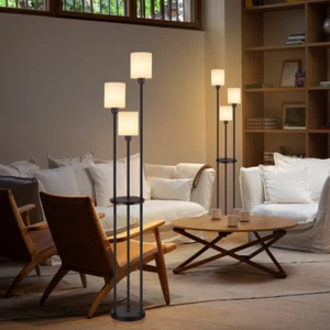 ZMH E27 Standleuchte Wohnzimmer Schlafzimmer 3 Flammen Stehlampe ohne Glühbirnen - Bild 1 von 9