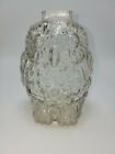 Vintage Wise Old Owl Clear Colored Glass Coin Bank