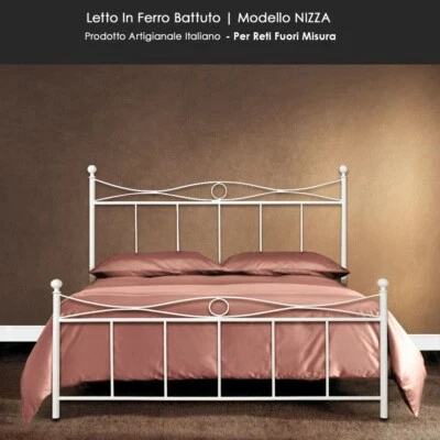 Letto in Ferro Battuto Una piazza e Mezza  120x200, 125 130 135 x 200 cm NIZZA - Immagine 1 di 3