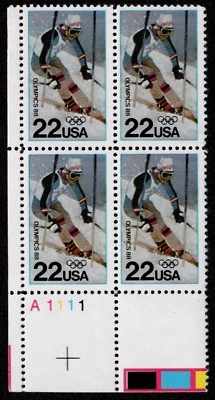 Scott 2369 Plt Blk of four 22 cent 1988 Winter Olympics, Calgary MNH  - Image 1 of 2
