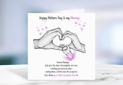 Tarjeta del Día de la Madre para Mamá/Abuelo de Bebé Niño Alas de Ángel en el Cielo. Foto 1 de 2