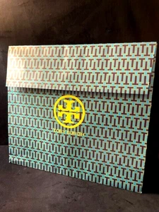 New- Tory Burch, Lime Green & Blue Board-Paper "Double T" Gift Bags LARGE - Picture 1 of 5
