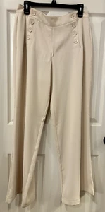 Max Studio elfenbeinfarbene Matrosenhose weites Bein Freya Größe 8 elegant ~ 8 Knöpfe vorne - Bild 1 von 5