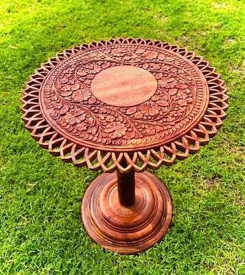 Wooden Side Table Wood Encarved Coffee Table Home Decor Gifts FREE SHIPPING US - Image 1 of 4