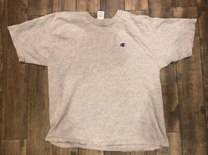 Vintage 1990s Gray Embossed Champion Logo XL Tshirt Made In Costa Rica - Picture 1 of 8