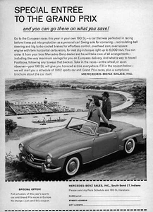 Mercedes-Benz 190 SL 1962 Roadster ""Grand Prix"" anuncio original - Imagen 1 de 1