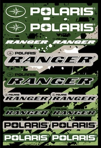 Polaris Ranger Logo Sticker Decal Sheet 12" x 18" Green Camouflage - Foto 1 di 1