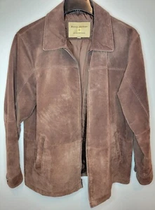 Boston Harbour Jacket Mens Medium Brown Suede Leather Outdoor Zip Coat Pockets - Picture 1 of 11