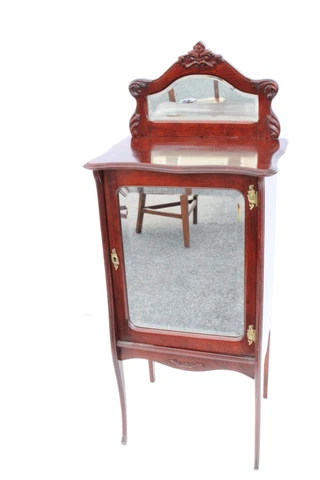 Darling American Victorian Mahogany Sheet Music Storage Cabinet With Mirror Cover