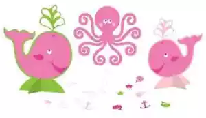 Ocean Preppy Girl Pink Whale Cute 1st Birthday Party Decoration Centerpieces - Picture 1 of 1