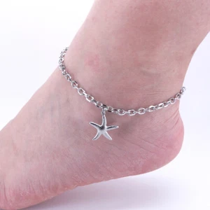 Sandalias descalzas tobillo de acero inoxidable para mujeres joyería estrellas de mar - Imagen 1 de 12