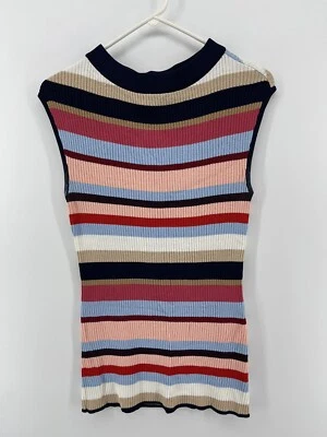 New York & Co Chaleco Sin Mangas Tejido Blusa Top Mujer Talla Grande Multicolor Rayas Foto 1 de 4