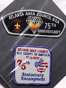 Boy Scouts Atlanta Area Council 1991 75th Anniversary Encampment Patches - Picture 1 of 1