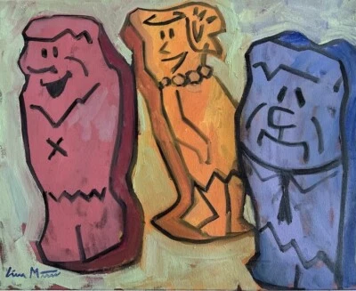 Arte Pop Original Picapiedra Firmado Liam 16x20 Estilo Banksy  Foto 1 de 3