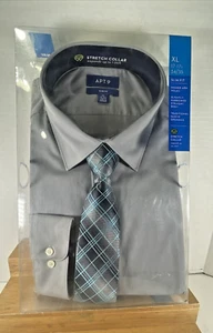 Men's Apt. 9 Extra-Slim Fit Spread-Collar Dress Shirt Tie Set size XL 17-17 1/2 - Picture 1 of 6