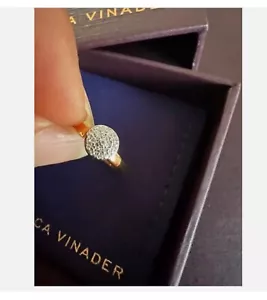 Monica Vinader Rose gold Plated Fiji mini button Diamond Ring Size P BNIB⚘ - Picture 1 of 5