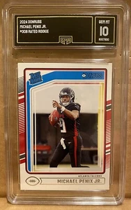 2024 Donruss Michael Penix Jr Rated Rookie RC Graded Gem Mt 10 Falcons Gem Mint - Picture 1 of 1