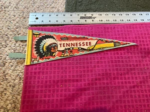 Vintage TENNESSEE Pennant INDIANO nativi americani COPRICAPO Teepees -SPEDIZIONE VELOCE - Foto 1 di 4