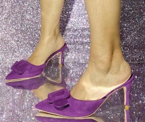 Mujer Moda Sexy Puntera Puntera Puntiaguda Correa con Hebilla Mulas Gatito Tacones Medios Pantuflas Talla - Imagen 1 de 8