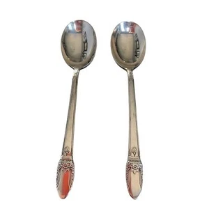 "2 cucharas sopera International Silver First Love crema 6"" 1847 placa de plata Rogers" - Imagen 1 de 8