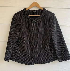 Peck & Peck Women 14 Blazer Snap buttons Lady Jacket Top Lined Pockets Polka Dot - Picture 1 of 10