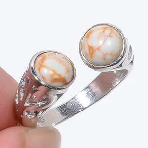 Anello in argento sterling 925 turchese rame bianco s.6 T2710 - Foto 1 di 1