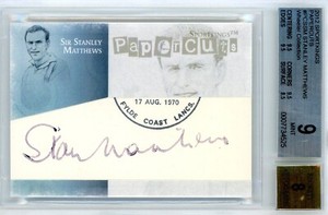 2012 SPORTKING PAPERCUTS 1/1 #PCSSM STANLEY MATTHEWS SIGNATURE BGS MINT 9 AUTO 8