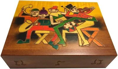 Handmade Wood Box Music Band Music Party Keepsake Decorative Box from Poland - Image 1 of 4