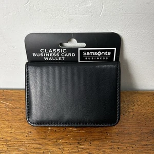 Samsonite | Leather Business Card Holder, Wallet 4" x 3" x .5" | Black - Picture 1 of 2