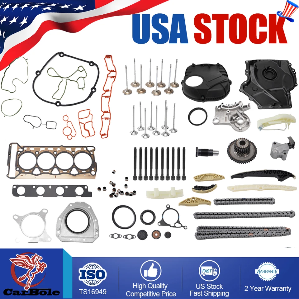 Cadena de distribución del motor + kit de cubierta para Audi A3 A4 A5 A6 Q5 TT 2008-2015 VW GTI 2.0T Foto 1 de 4