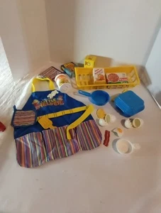Vtg MORE Fisher Price with Food Kitchen Yellow Racks Basket Chef's, Food, PICs++ - Picture 1 of 19