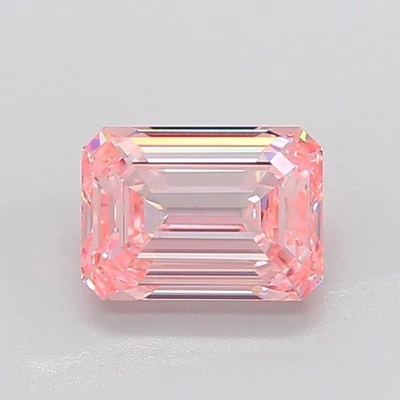 3.52 Ct Emerald Cut Lab Diamond IGI Certified Fancy Intense Pink VS2 Weddin Ring - Image 1 of 4