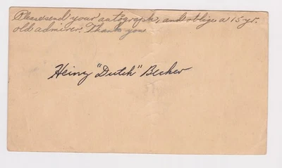 Heinz Becker signed GPC weeks after his debut 1943-46 Cubs 1946-47 Indians JSA - Image 1 of 2