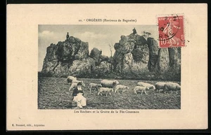 AK Orgères, Les Rochers et la Grotte de la Fée Couesnon 1910 - Bild 1 von 2